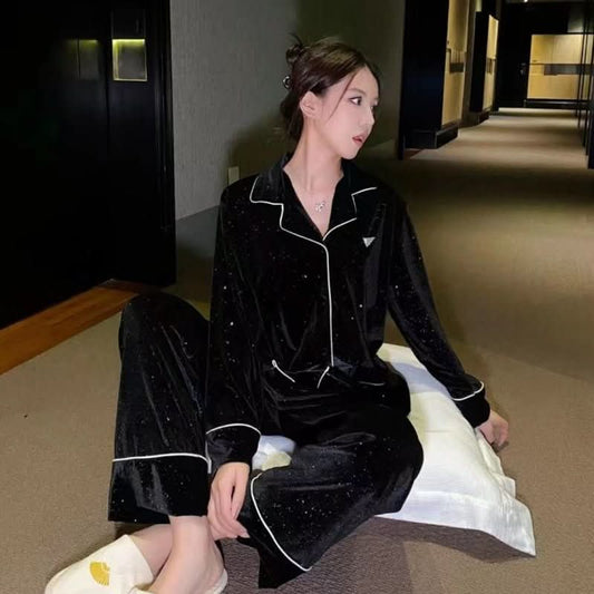 Women's Fashion Diamondmax Velvet Pajamas Homewear Suit - Eshtree