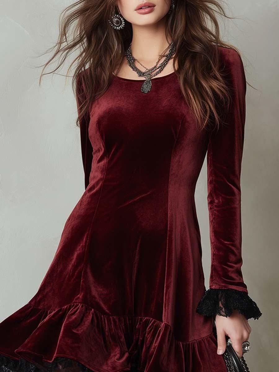 Womens Fashion Patchwork Lace Dress - Eshtree