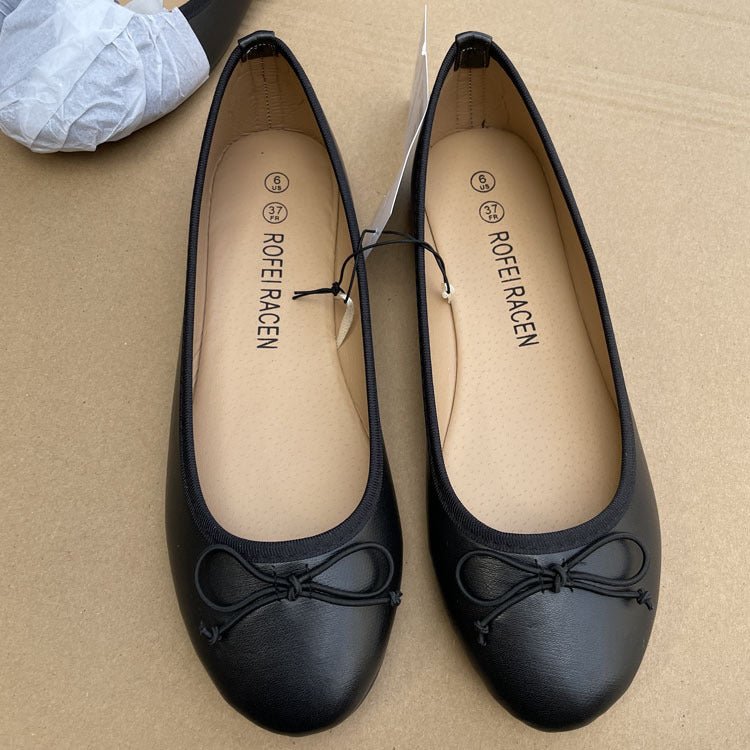 Womens Flat Shoes With A Single Bow - Eshtree