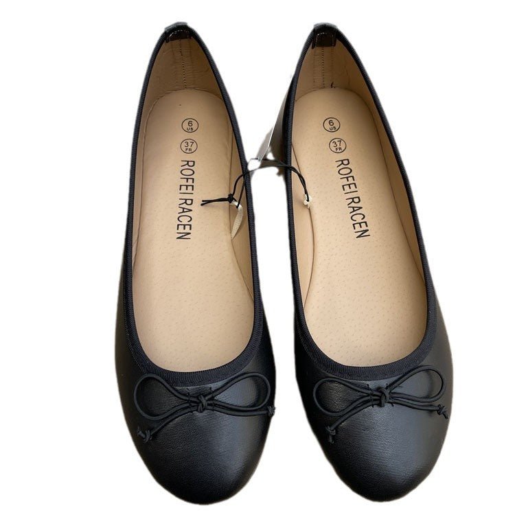 Womens Flat Shoes With A Single Bow - Eshtree