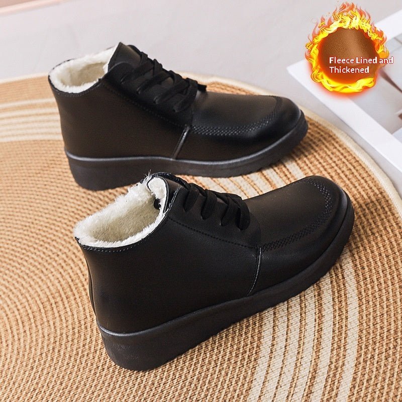 Womens Fleece - lined Extra - thick Insulated Short Boots With A Non - slip Flat Sole - Eshtree