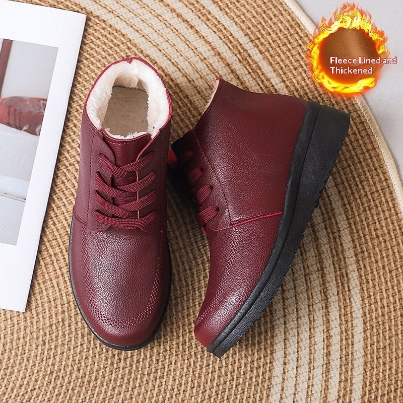 Womens Fleece - lined Extra - thick Insulated Short Boots With A Non - slip Flat Sole - Eshtree