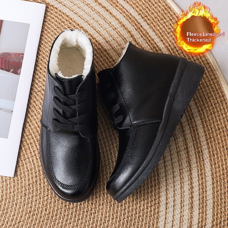 Womens Fleece - lined Extra - thick Insulated Short Boots With A Non - slip Flat Sole - Eshtree