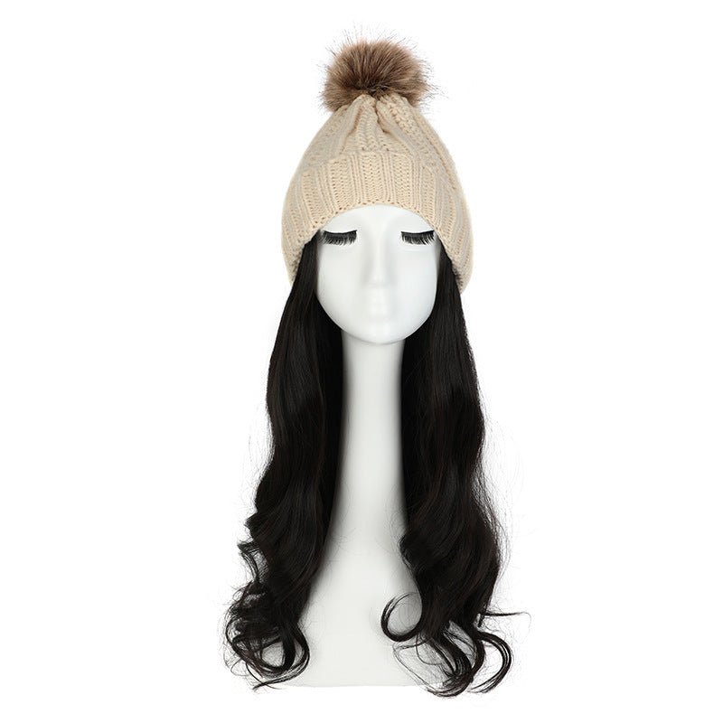 Women's Hat Wig Detachable Woolen Cap - Eshtree