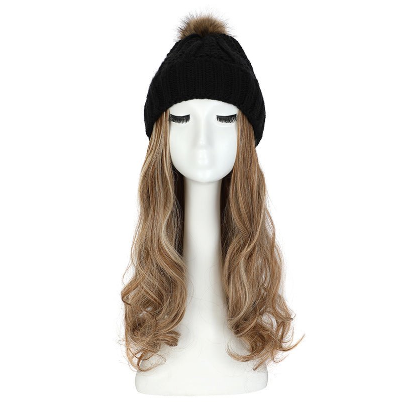 Women's Hat Wig Detachable Woolen Cap - Eshtree