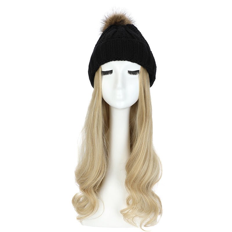 Women's Hat Wig Detachable Woolen Cap - Eshtree