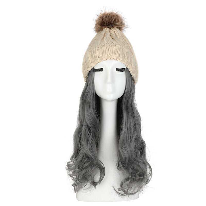 Women's Hat Wig Detachable Woolen Cap - Eshtree