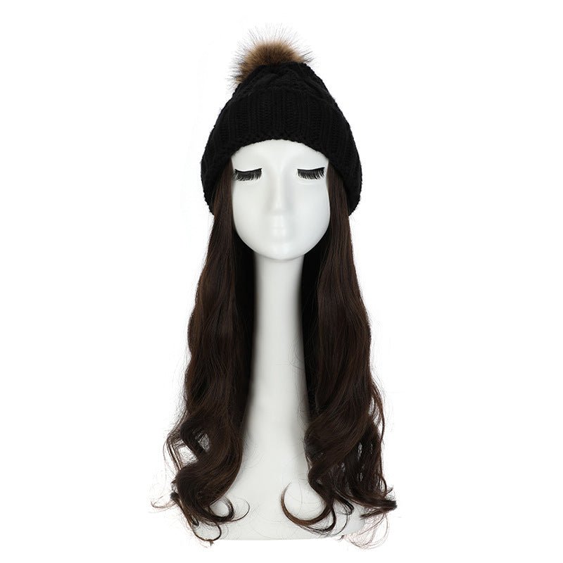 Women's Hat Wig Detachable Woolen Cap - Eshtree