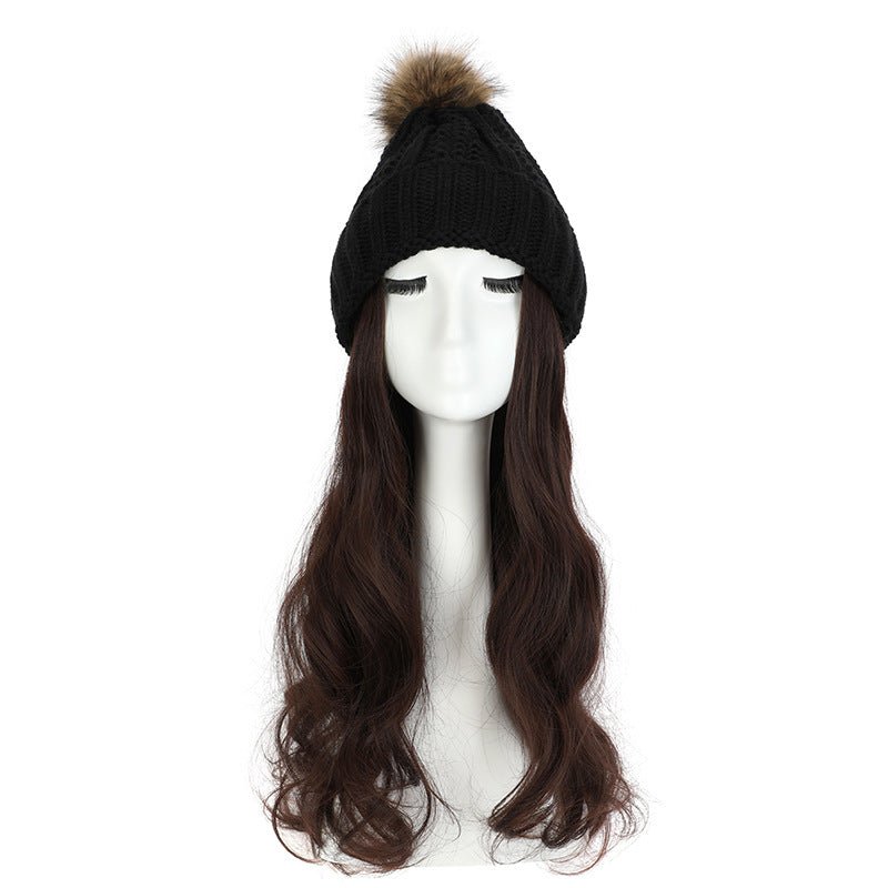 Women's Hat Wig Detachable Woolen Cap - Eshtree