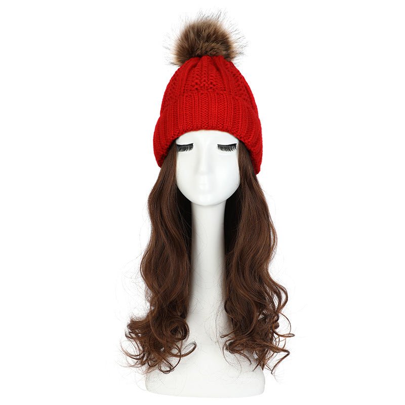 Women's Hat Wig Detachable Woolen Cap - Eshtree