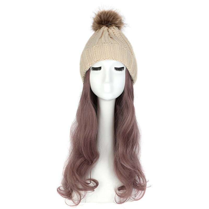 Women's Hat Wig Detachable Woolen Cap - Eshtree