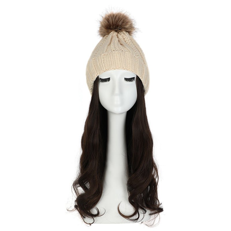 Women's Hat Wig Detachable Woolen Cap - Eshtree