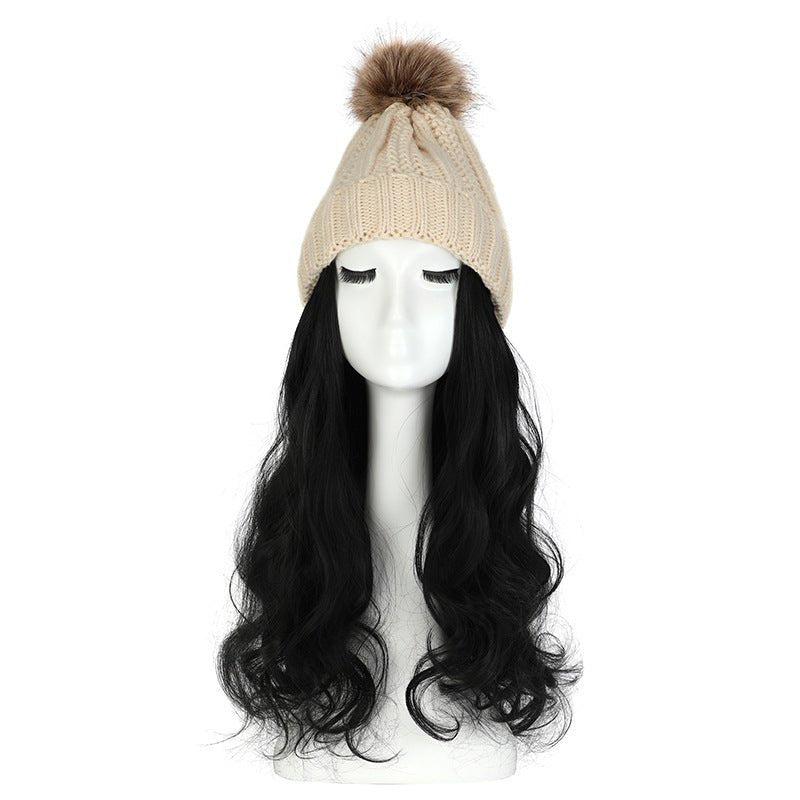 Women's Hat Wig Detachable Woolen Cap - Eshtree