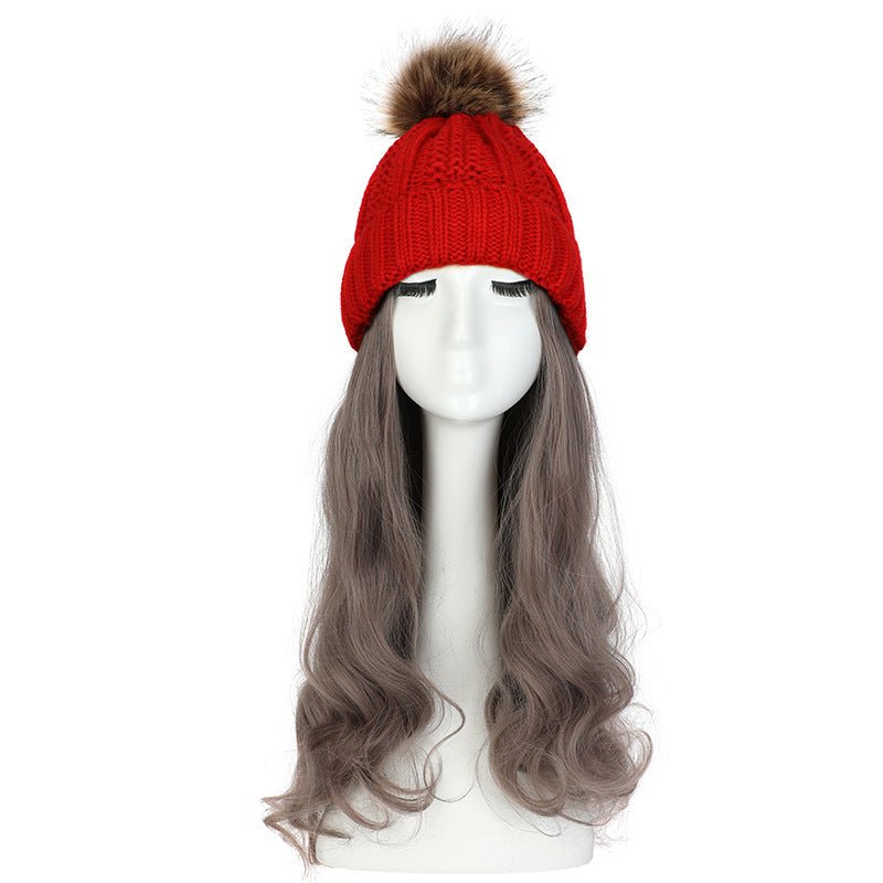 Women's Hat Wig Detachable Woolen Cap - Eshtree