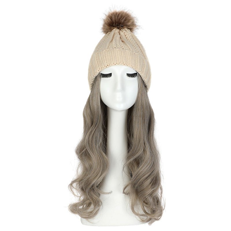Women's Hat Wig Detachable Woolen Cap - Eshtree