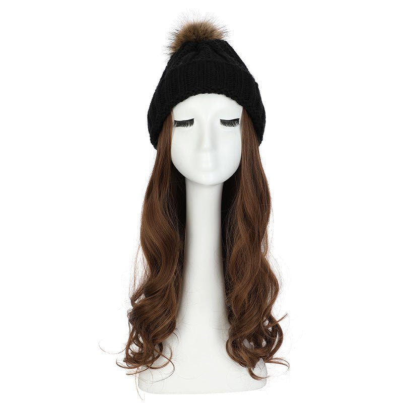 Women's Hat Wig Detachable Woolen Cap - Eshtree