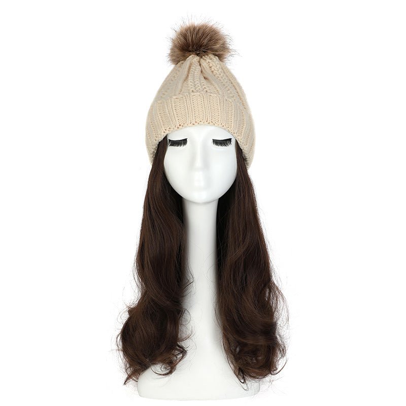 Women's Hat Wig Detachable Woolen Cap - Eshtree
