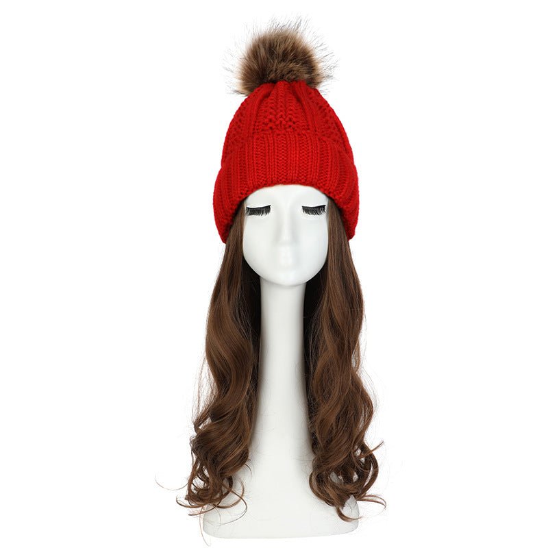 Women's Hat Wig Detachable Woolen Cap - Eshtree