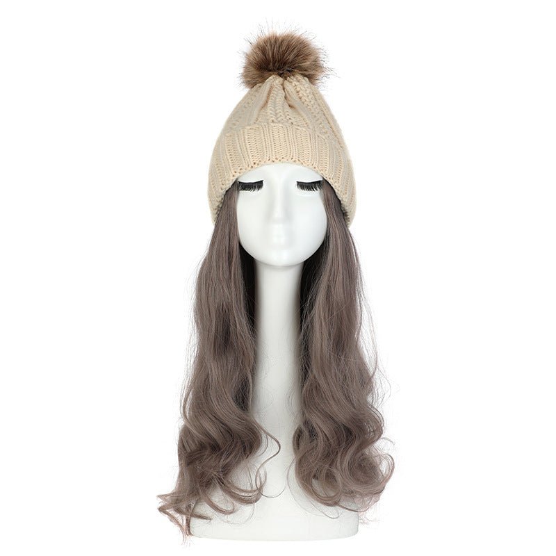 Women's Hat Wig Detachable Woolen Cap - Eshtree
