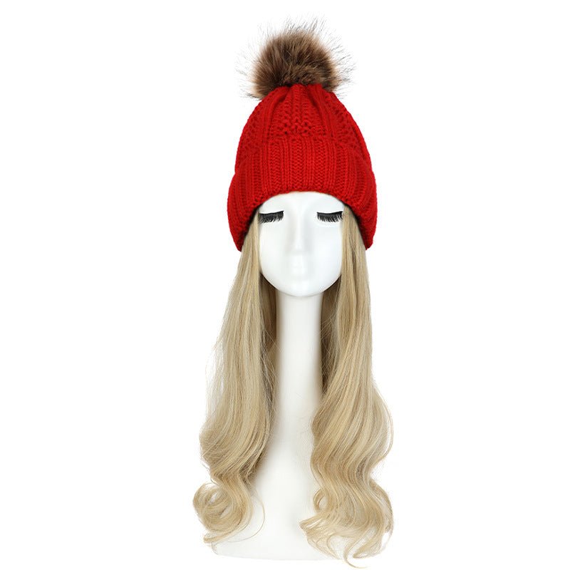Women's Hat Wig Detachable Woolen Cap - Eshtree