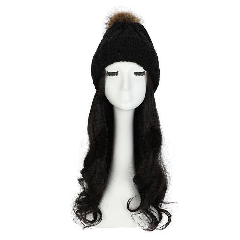 Women's Hat Wig Detachable Woolen Cap - Eshtree