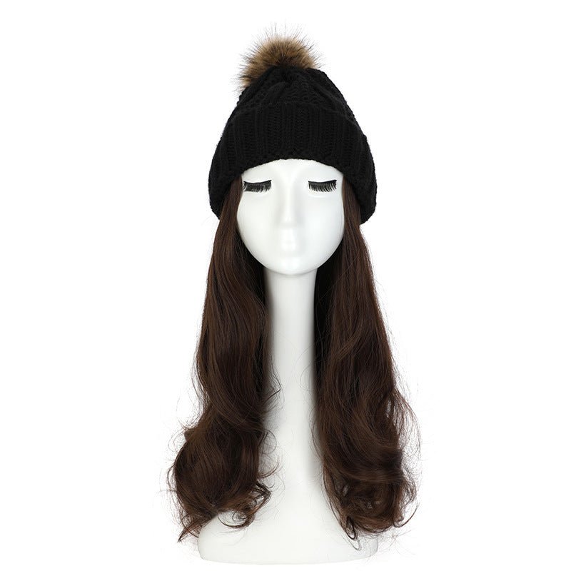 Women's Hat Wig Detachable Woolen Cap - Eshtree