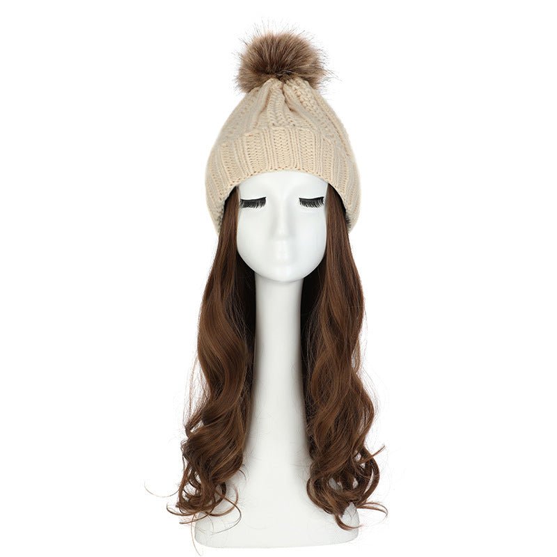 Women's Hat Wig Detachable Woolen Cap - Eshtree