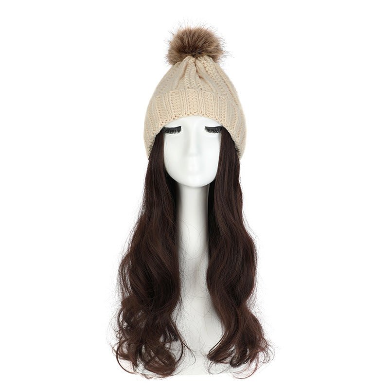 Women's Hat Wig Detachable Woolen Cap - Eshtree