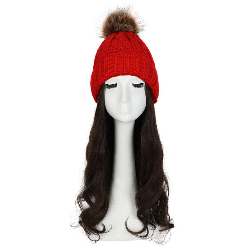 Women's Hat Wig Detachable Woolen Cap - Eshtree