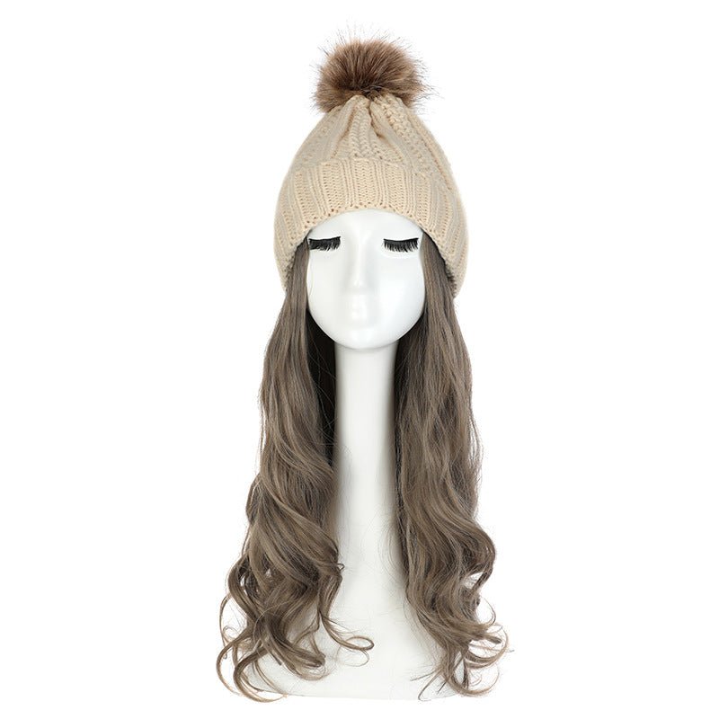 Women's Hat Wig Detachable Woolen Cap - Eshtree