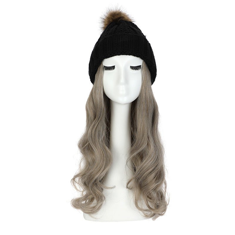 Women's Hat Wig Detachable Woolen Cap - Eshtree