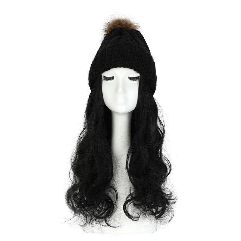 Women's Hat Wig Detachable Woolen Cap - Eshtree
