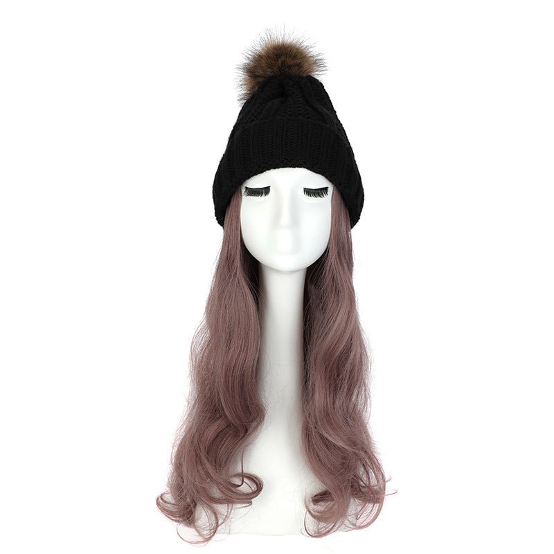 Women's Hat Wig Detachable Woolen Cap - Eshtree
