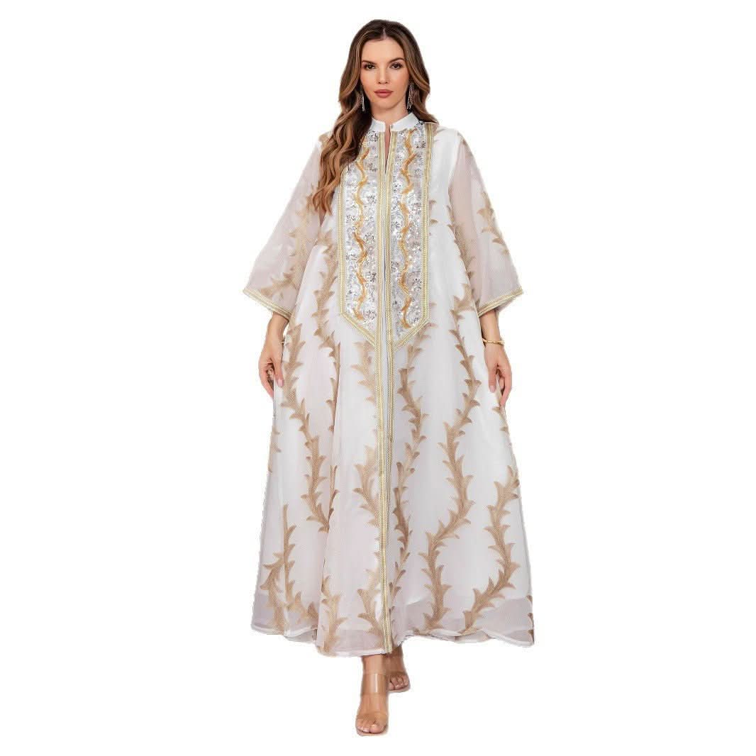 Women's Heavy - Duty Mesh Embroidered Long Dress - Eshtree