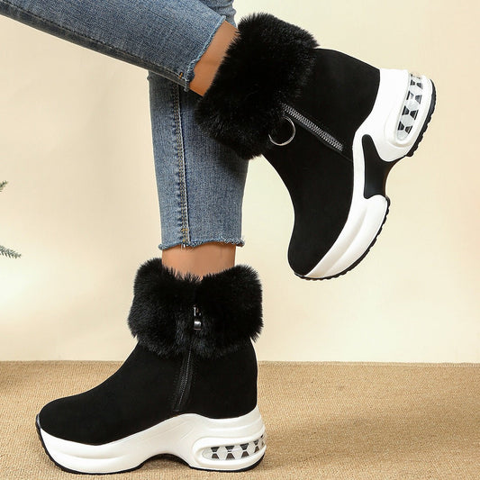 Womens Height - Enhancing Insulated Platform Fleece - Lined Ankle Boots - Eshtree