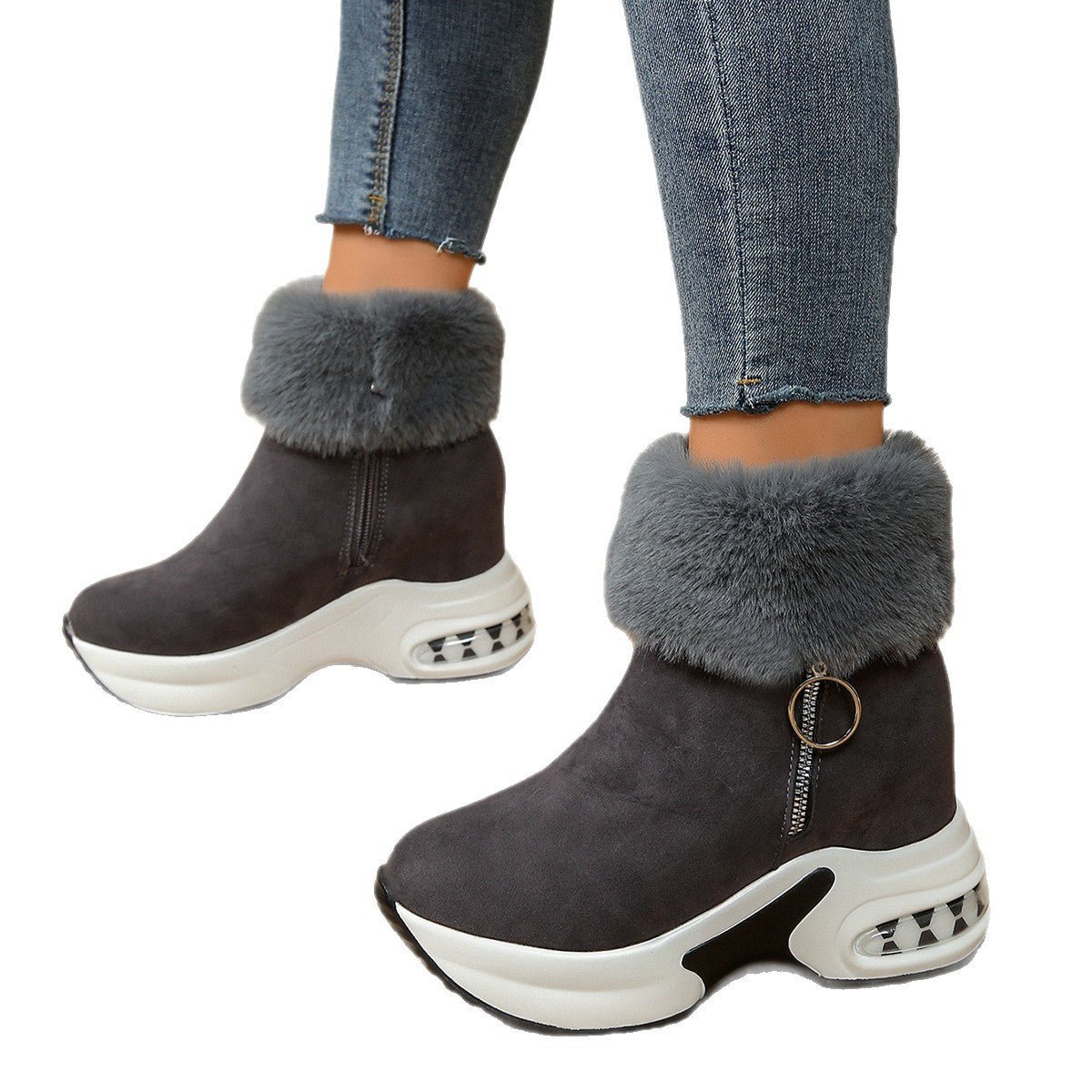 Womens Height - Enhancing Insulated Platform Fleece - Lined Ankle Boots - Eshtree