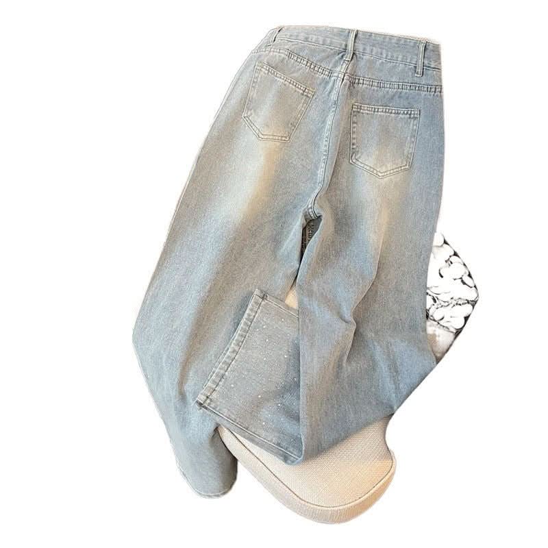 Women's High Waist Slimming And Wide Leg Denim Trousers - Eshtree