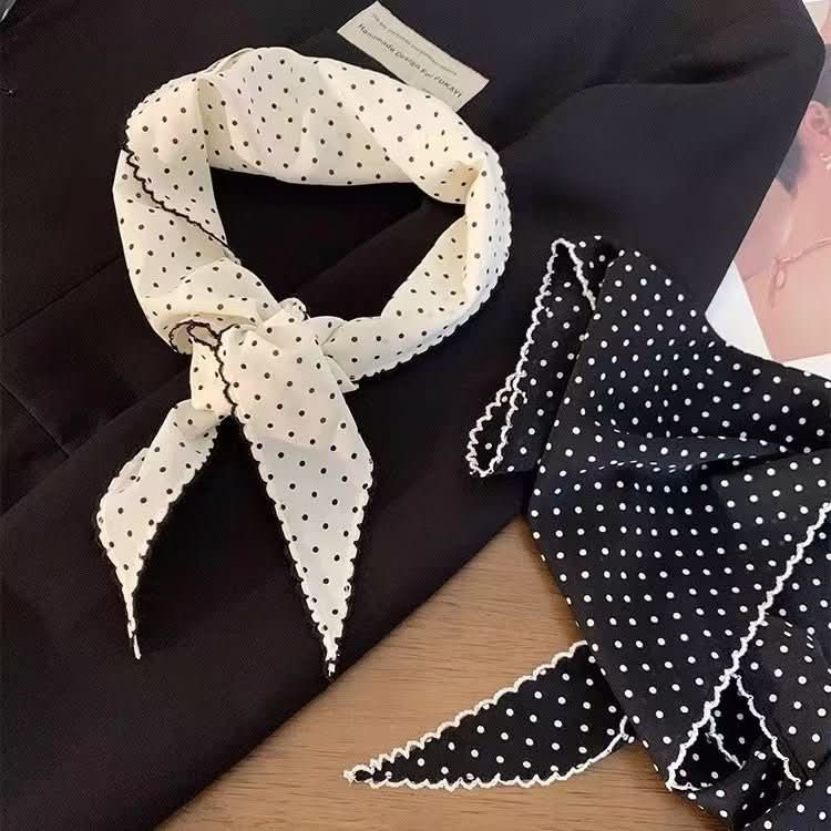 Women's Korean - style Polka Dot Scarf Triangular Binder Lace - up Waist Decorative Summer - Eshtree