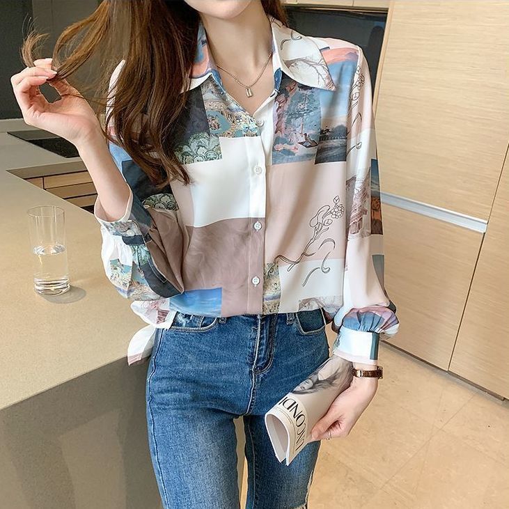 Womens Loose - fitting Long - sleeve Blouse - Eshtree