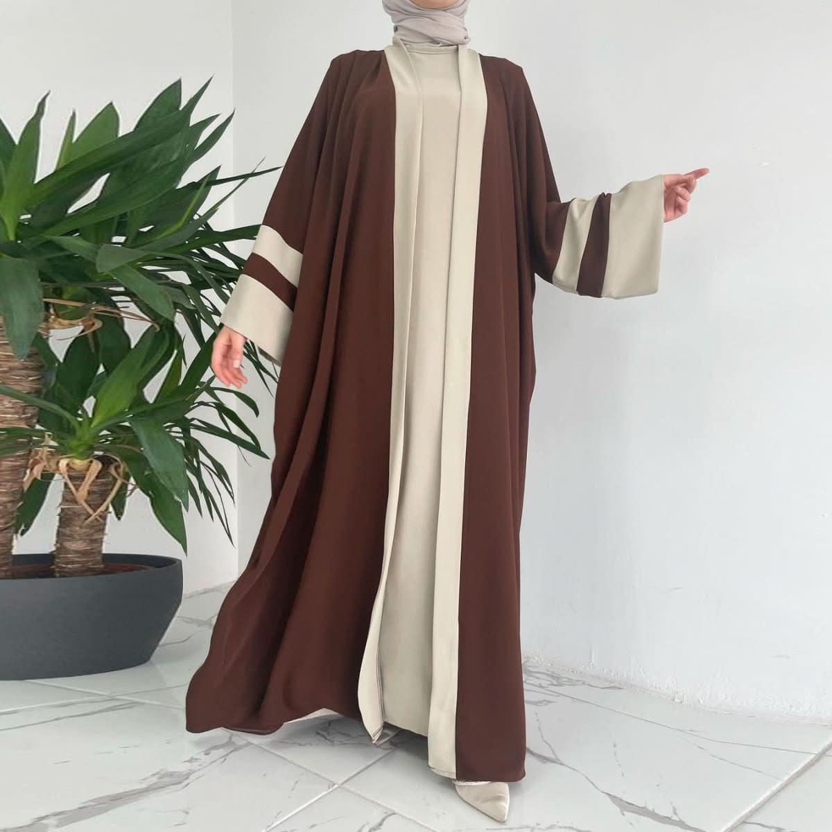 Women's Muslim Long Dress Abaya Two - piece Suit - Eshtree