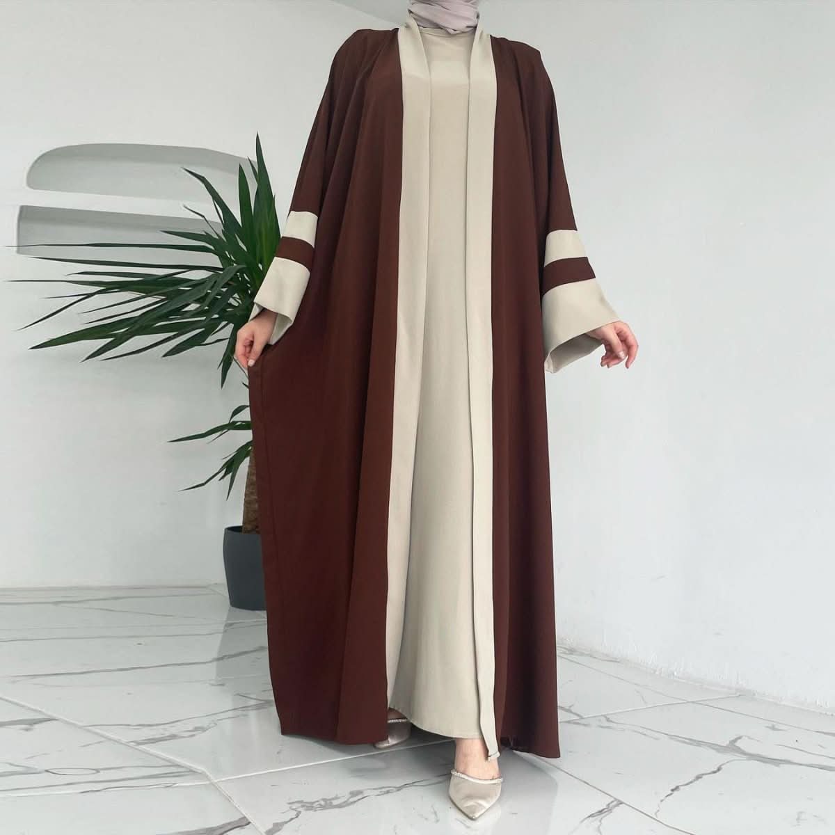 Women's Muslim Long Dress Abaya Two - piece Suit - Eshtree