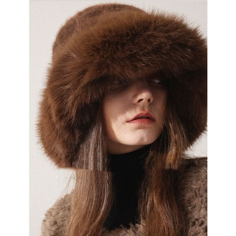 Womens Oversized Furry Fisherman Hat For Fall And Winter In Mongolian Style - Eshtree