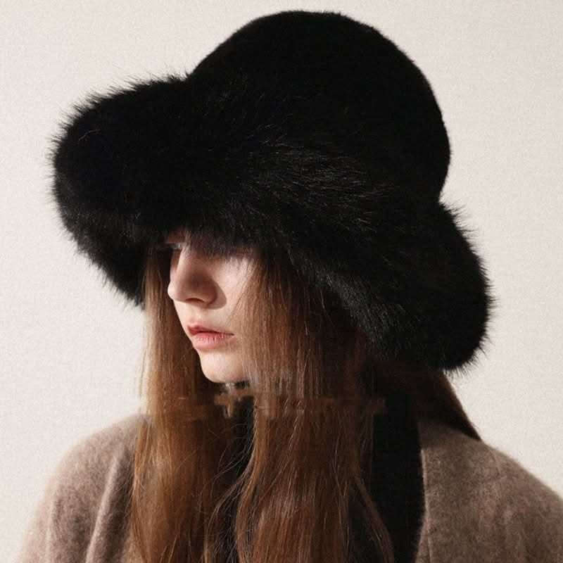 Womens Oversized Furry Fisherman Hat For Fall And Winter In Mongolian Style - Eshtree