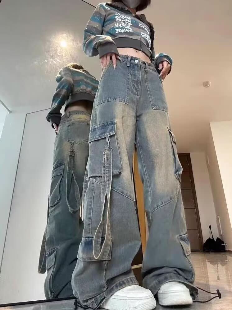 Womens Petite High - Waisted Loose - Fit Slimming Straight Jeans - Eshtree