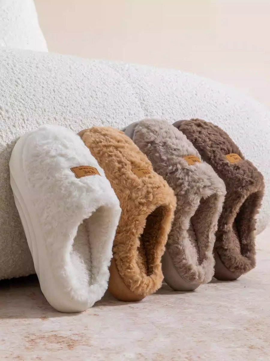Womens Plush Thick Soled Cotton Slippers Warm Non Slip Perfect For Indoor Home Wear - Eshtree