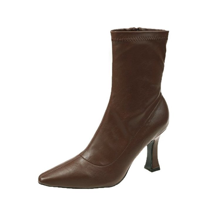 Womens Retro Mid - Calf Pointed - Toe Side - Zip Stiletto Boots - Eshtree