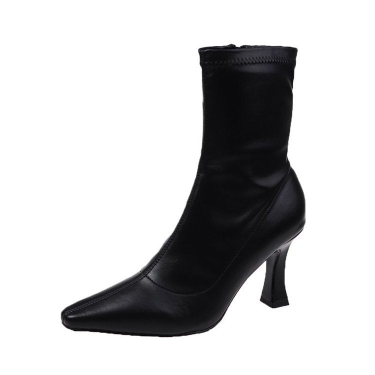 Womens Retro Mid - Calf Pointed - Toe Side - Zip Stiletto Boots - Eshtree