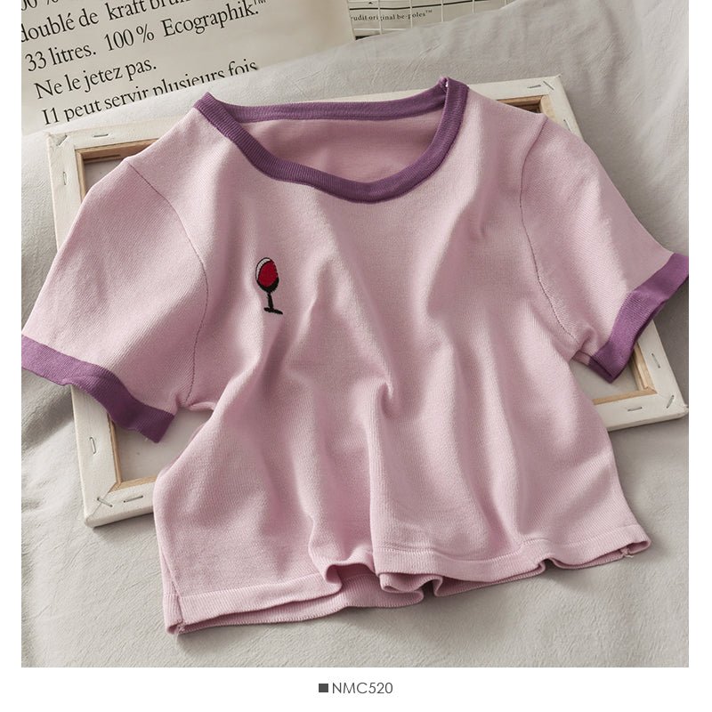 Women's Round Neck Tops Short - sleeved T-shirts - Eshtree