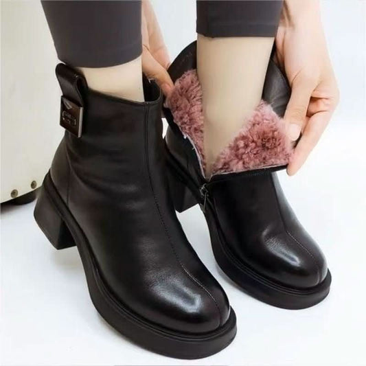 Women's Simple And Elegant Mid Heeled Short Boots - Eshtree