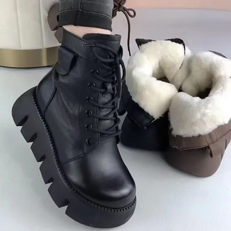 Womens Soft - leather Fleece - lined Extra - thick Insulated Snow Boots - Eshtree